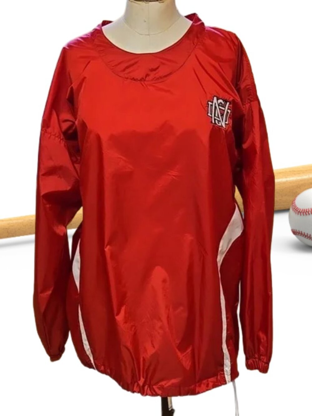 EASTON VENTED RED NYLON WINDBREAKER JACKET PULLOVER MEN'S LARGE, WITH "NDG" LOGO
